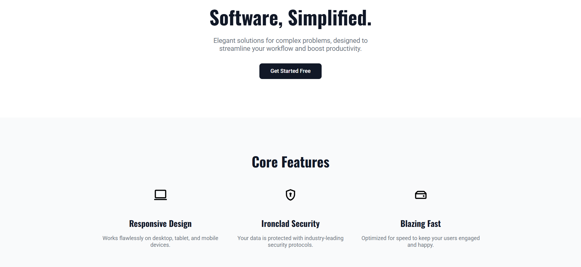 A minimalist website template for a tech startup.